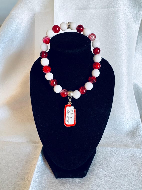 Merry Christmas Sign Charm Stretch Bracelet