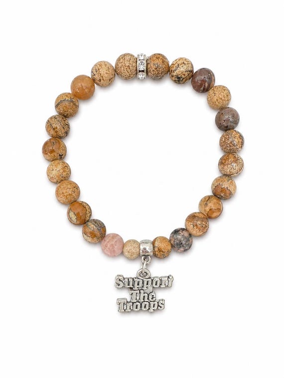 Support The Troops Charm Stretch Bracelet