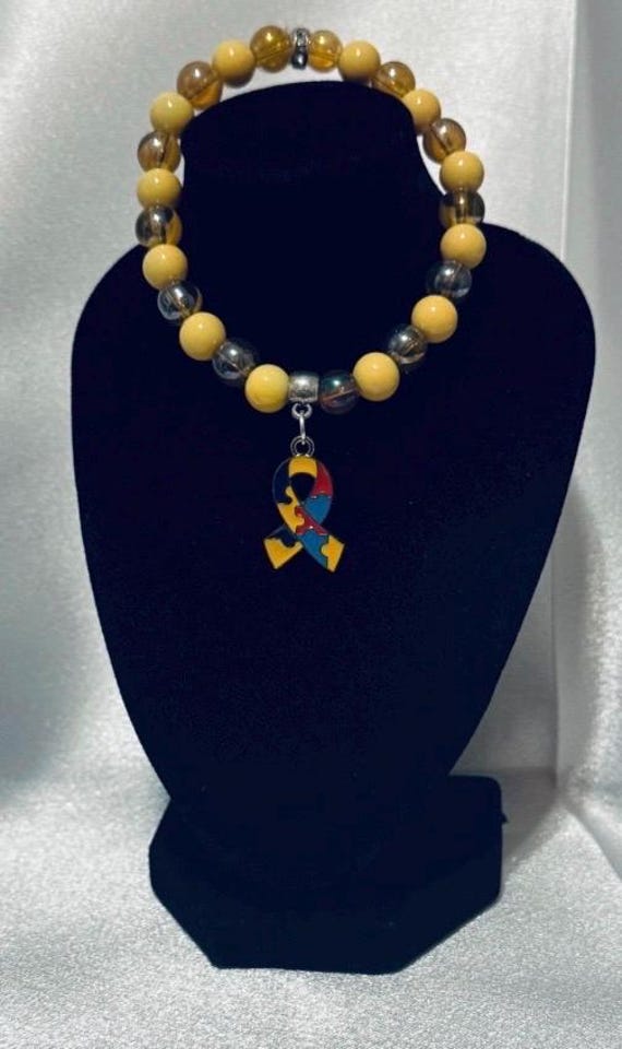 Autism Ribbon Charm Stretch Bracelet