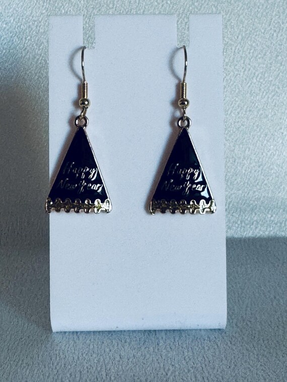 Happy New Year Party Hat  Dangle Earrings