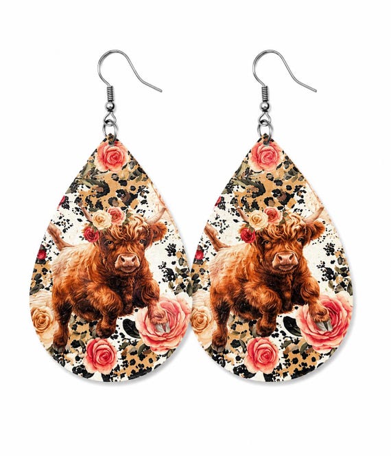 Cute Highland Cow Dangle Earrings