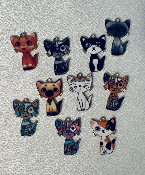 10 Piece Cat Charms