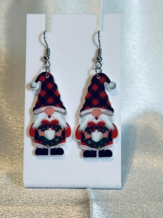 Acrylic Christmas Gnome Dangle Earrings