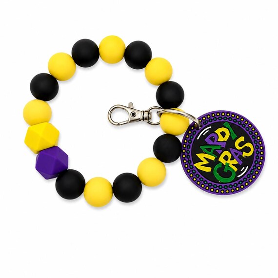 Mardi Gras Silicone Wristlet  Keychain