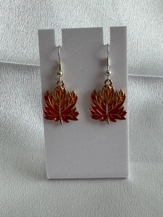 Fall Autumn Leaf Dangle Earrings