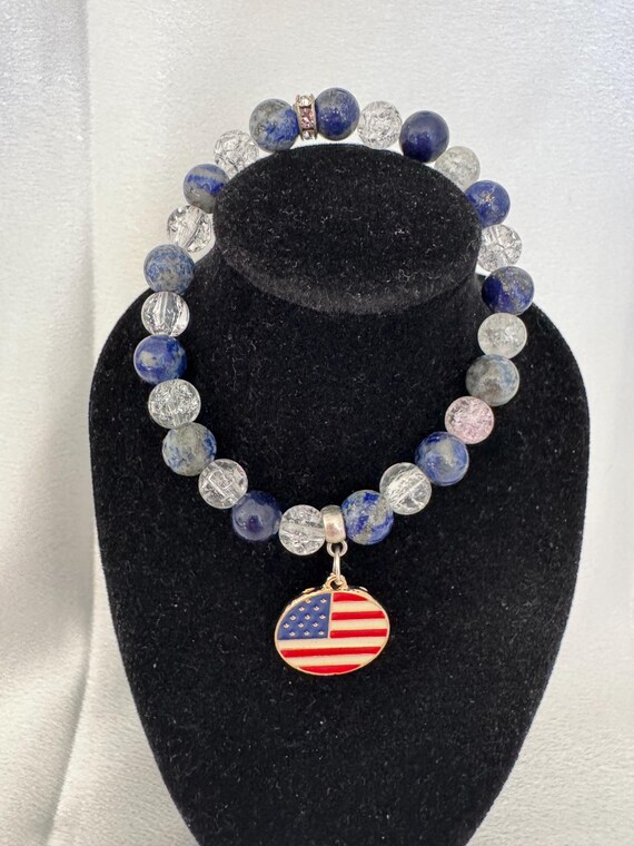Red White and Blue  Charm Stretch Bracelet
