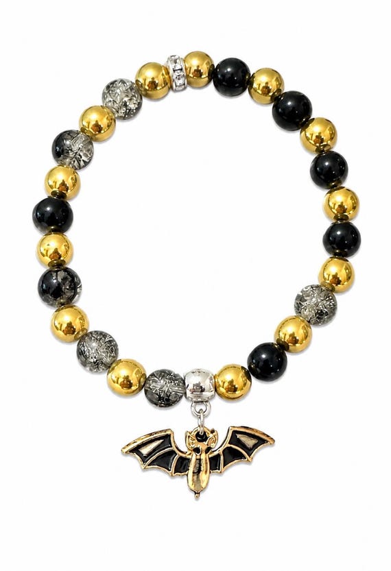 Black Bat Stretch Charm Bracelet