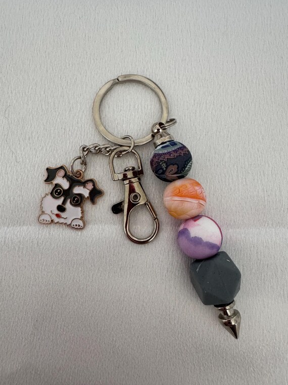 Colorful Dog Charm Keychain