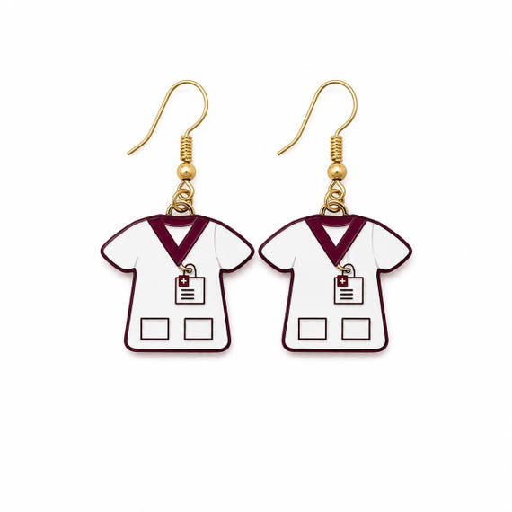 Nurses Scrub Top Dangle Earrings.