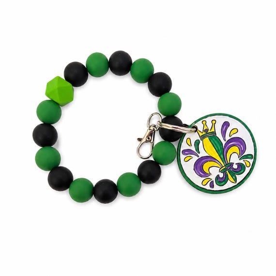 Mardi Gras Silicone Wristlet  Keychain