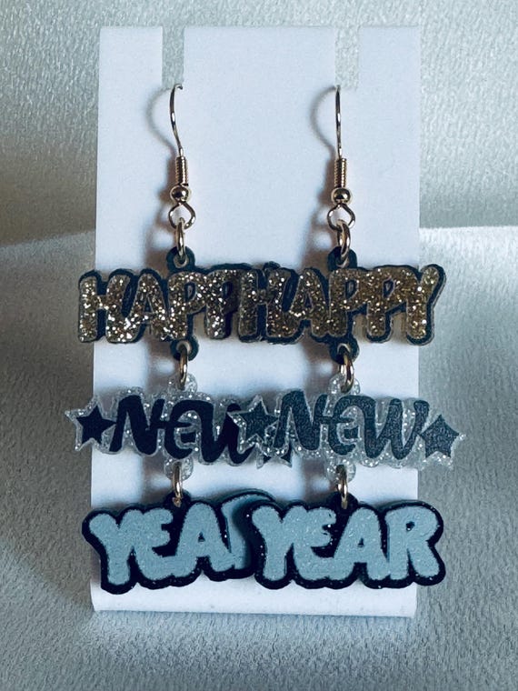 Happy New Year  Dangle Earrings
