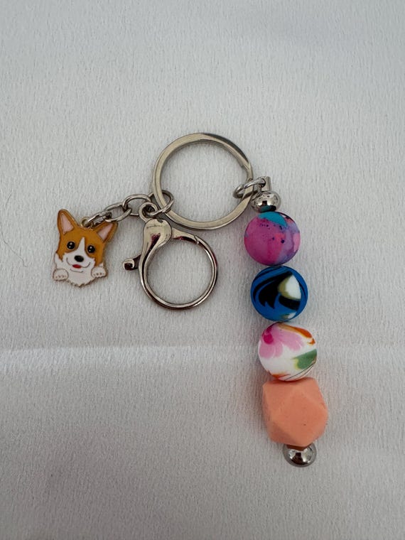 Colorful Dog Charm Keychain