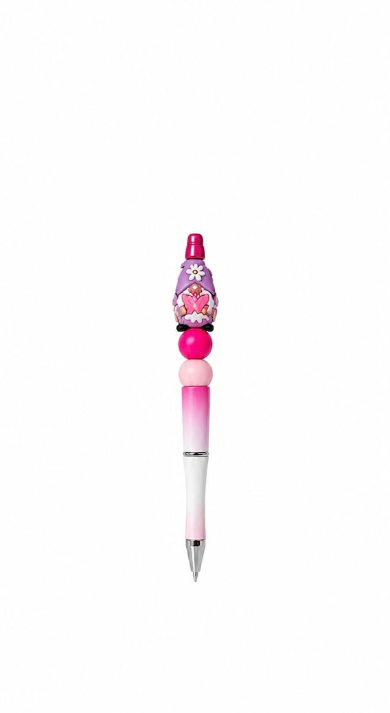 Beaded Gnome Pen with Butterfly Accent – Fun, Functional Writing Tool