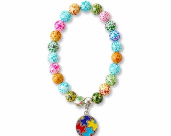Pulsera elástica con dije circular de autismo