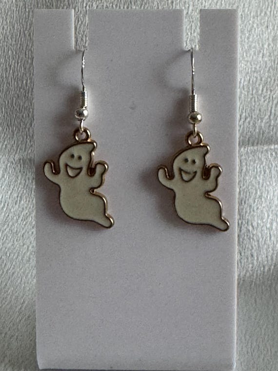 Halloween Happy Ghost Dangle Earrings. Hypoallergenic