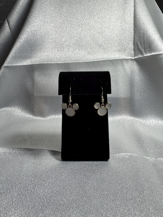 White Mickey Mouse Ears Dangle Earrings