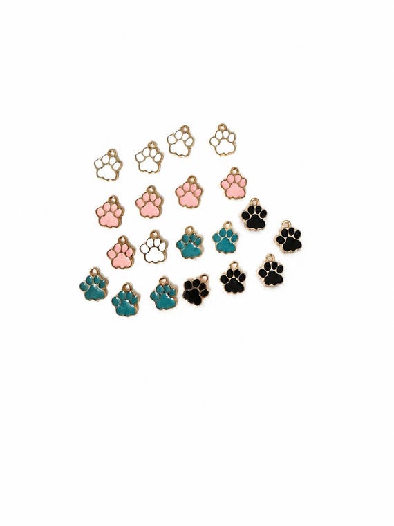 20 Piece Small Paw Print Charms