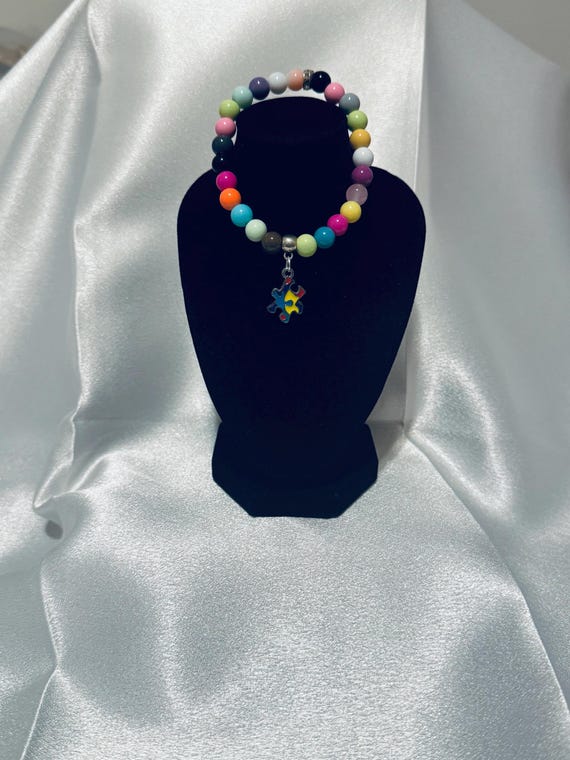 Autism Puzzle Piece Charm Stretch Bracelet