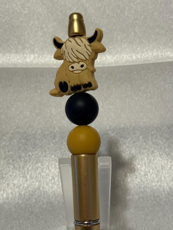 Silicone Beaded Highland Cow Writing Pen