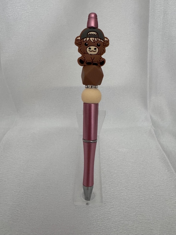 Silicone Beaded Highland Cow Writing Pen