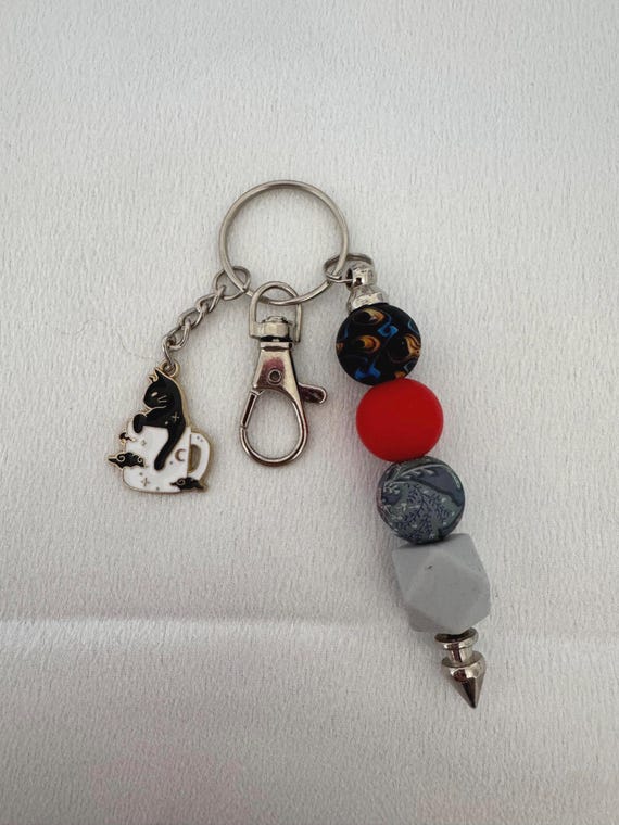 Colorful Cat Charm Keychain