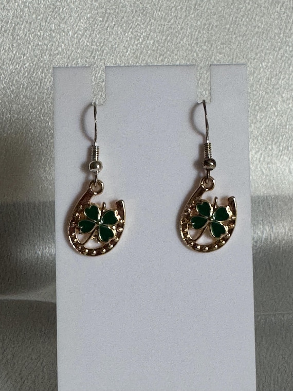 Lucky Horseshoe Dangle Earrings.