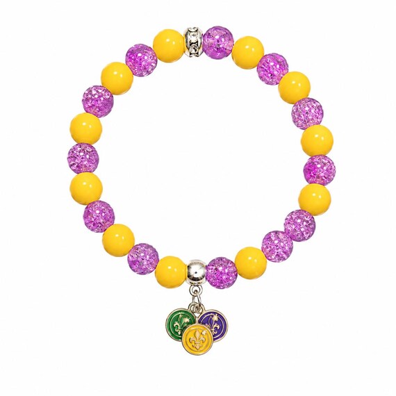 Mardi Gras Balloons Charm Stretch Bracelet