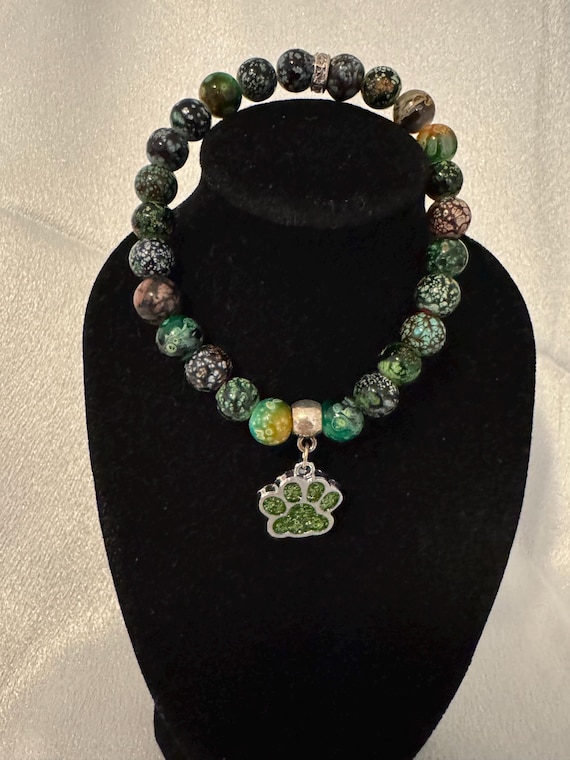 Green Paw Charm Bracelet