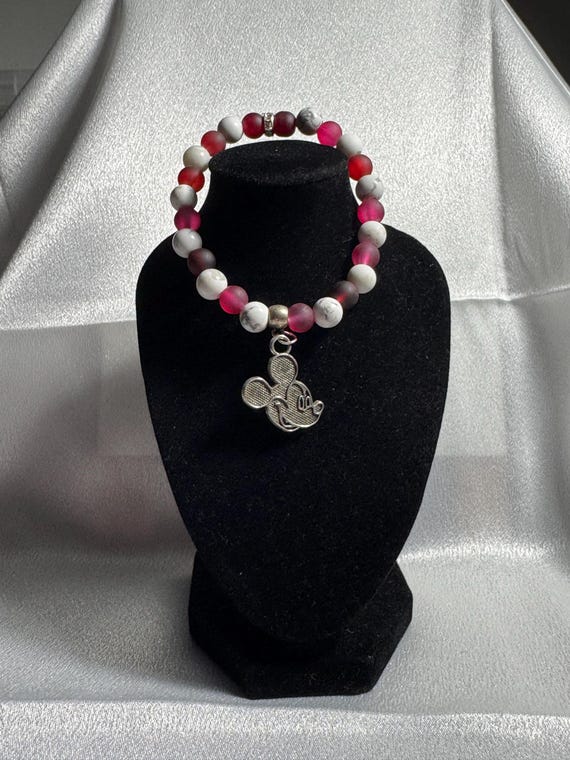 Silver Mickey Mouse Charm Stretch Bracelet