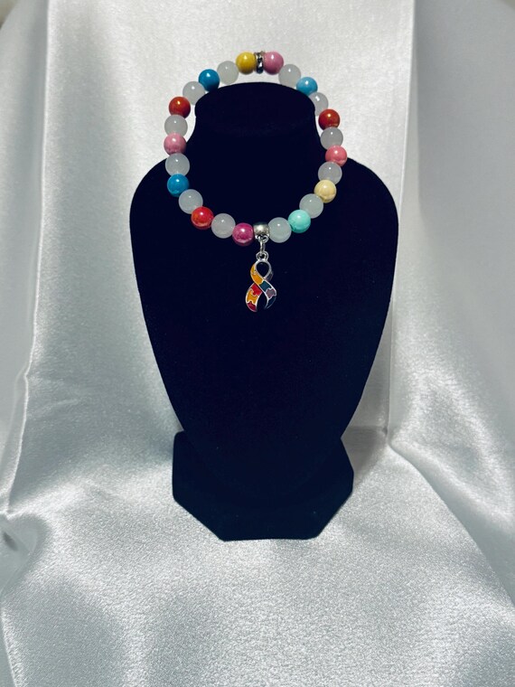 Autism Ribbon Charm Stretch Bracelet