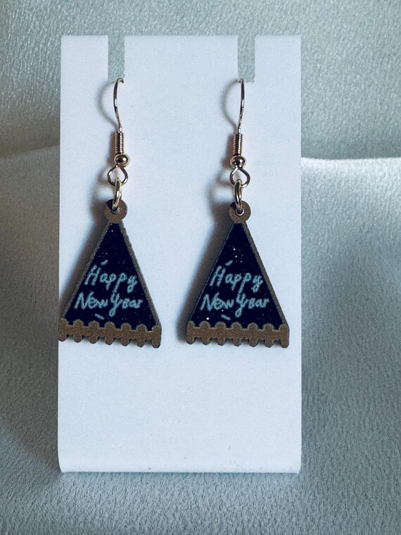 Happy New Year Banner Dangle Earrings