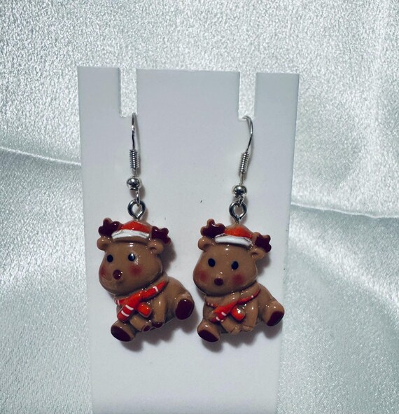 Christmas Pig Enamel Dangle Eaarings