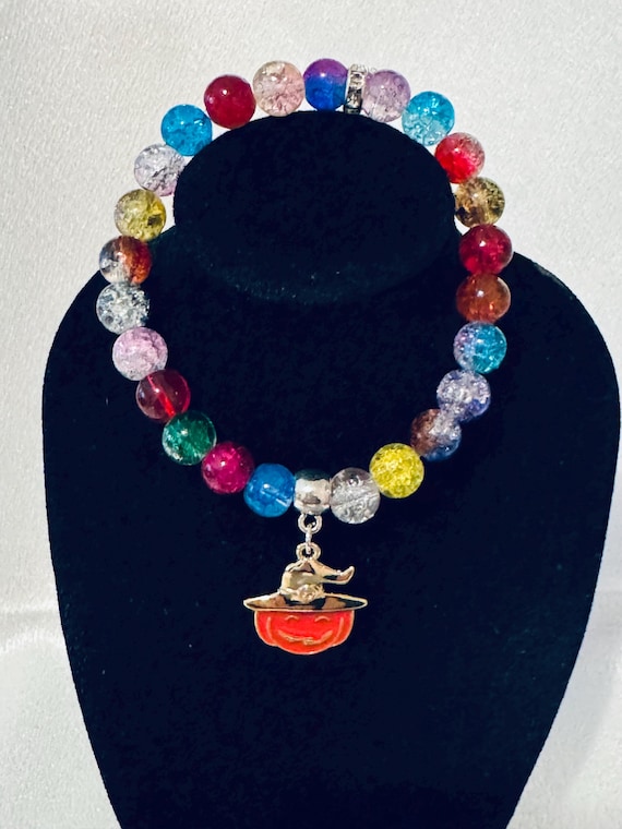 Jack O Lantern Stretch Charm Bracelet
