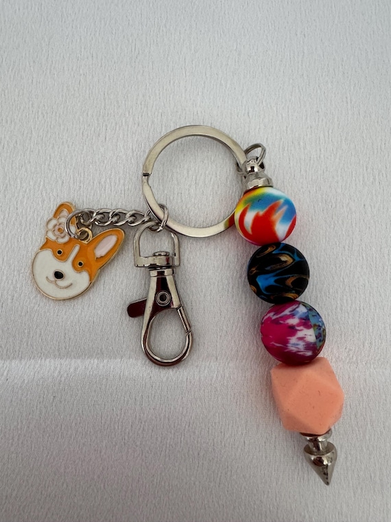 Colorful Dog Charm Keychain