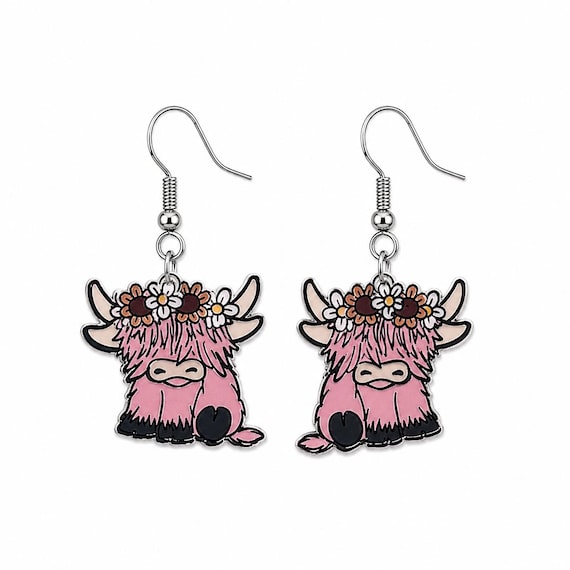 Highland Cow Dangle Earrings