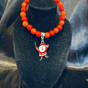 Santa Christmas  Charm Stretch Bracelet