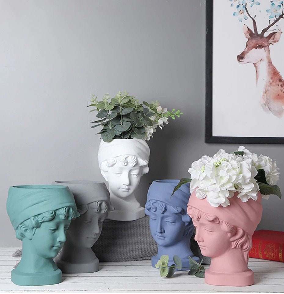 Vases Home & Living Flower Planter Greek Goddess Female Statue Head