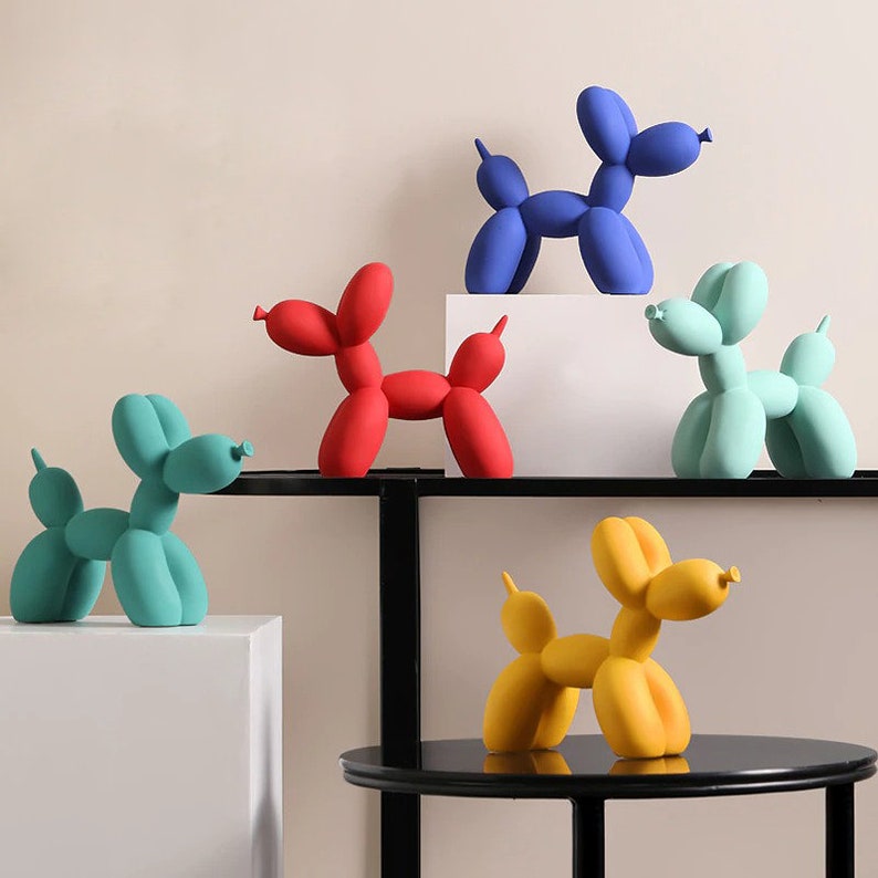 Dog Balloon Table Decor Resin Wall Sculpture Animal Statue image 1