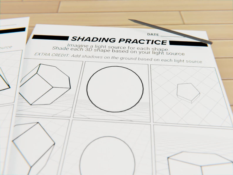 2 Printable Art Shading Practice Worksheets Etsy