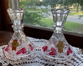 Anna Hutte Bleikristall Lead Ruby Crystal Rendezvous Candlesticks Set of 2