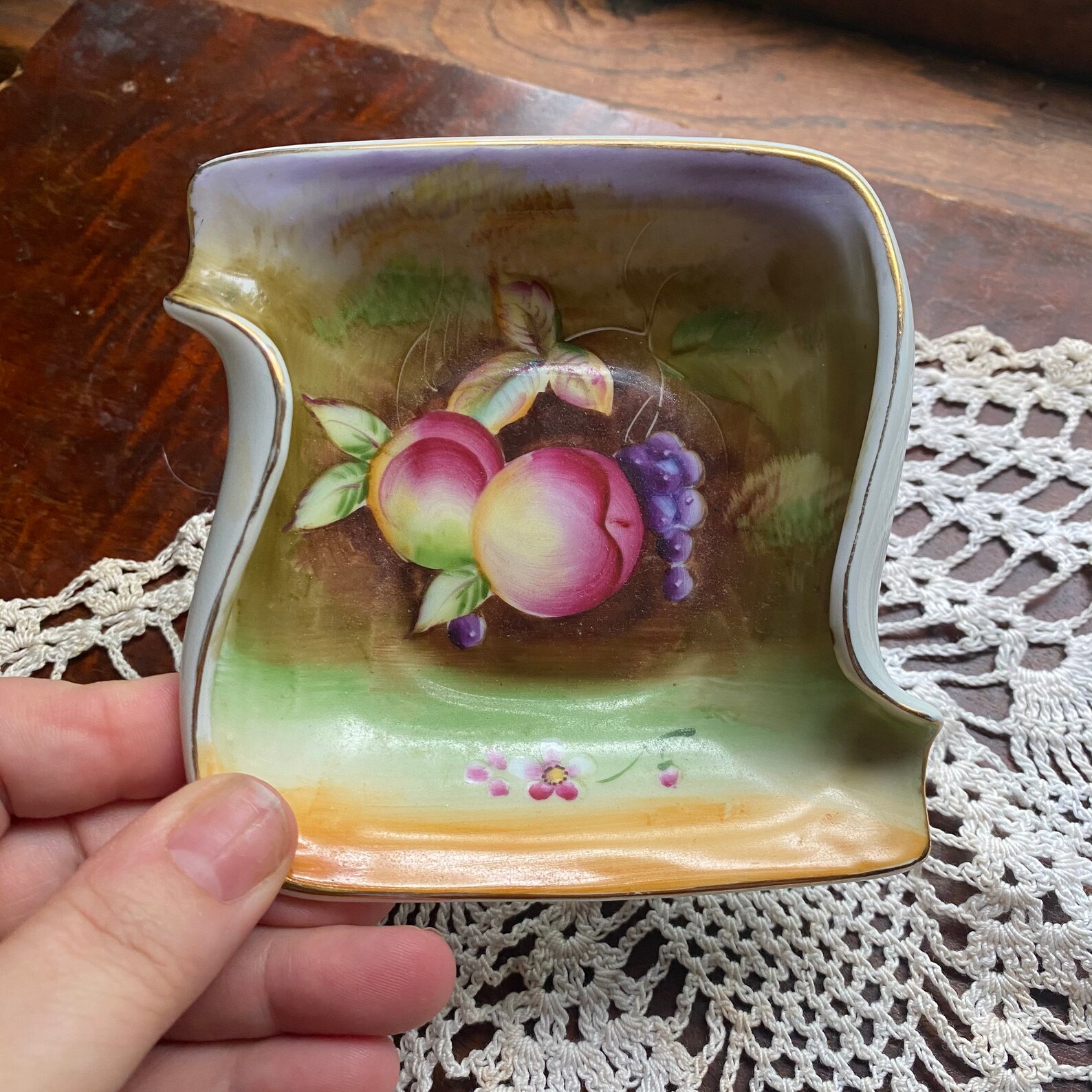 Vintage Ceramic Ashtray Hand Painted Fruit Made In Japan Etsy