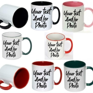 Farbiger Becher Individueller Becher Personalisierter Becher Ihr Design hier Fotobecher Ihr Text hier Becher Geschenk für Frauen Geburtstagsgeschenk für Männer KOSTENLOSER VERSAND