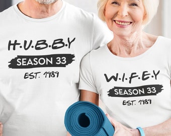 Personalized Hubby Wifey T-Shirt Set, Anniversary Couple Gift