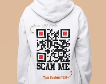 Custom QR Code Hoodie, Personalised QR Code Jumper, Your Own Qr Code, Social Media QR Code Hoodie, Social Hoodie, Custom Hoodie, Custom Text