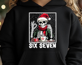 Santa Says 67 Kids Hoodie, Six Seven Christmas Hoodie, Xmas Jumper Day Hoody, School Holiday Sweatshirt