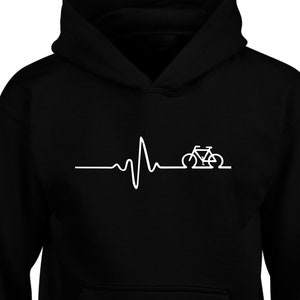 Cycling Lovers Hoodie Cycle Heartbeat Pulse Print Bicycle Rider Racing Sweatshirt Riding Gift Family Presents Christmas Xmas Jumpers Tops