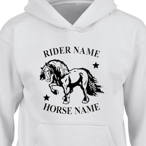 Felpa con cappuccio stampata a cavallo personalizzata unica Racing Jockey Unicorn Pony Horses COB Dressage stabile Cavaliere equestre Equine Regalo di Natale Maglione Top