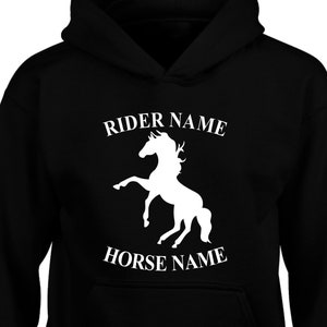 Felpa con cappuccio personalizzata per cavalli, Cavaliere equestre fantino Cob, Pony Equine Dressage Ragazzi Ragazze Jumping Horse Maglione natalizio unisex Top regalo di Natale