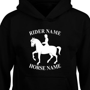 Felpa con cappuccio personalizzata per cavalli, Cavaliere equestre fantino Cob, Pony Equine Dressage Jumping Horse Ragazze Ragazzi Maglione unisex Natale Natale Tops
