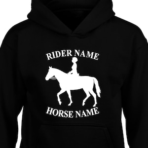 Felpa con cappuccio personalizzata per cavalli, Cavaliere equestre fantino Cob, Cavallo da salto Pony Dressage equino Ragazzi Ragazze Maglione unisex Natale Regalo di Natale Top